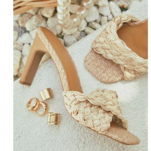!! NEW !! Raffia Mule Heels in Natural - Picture 11 of 11